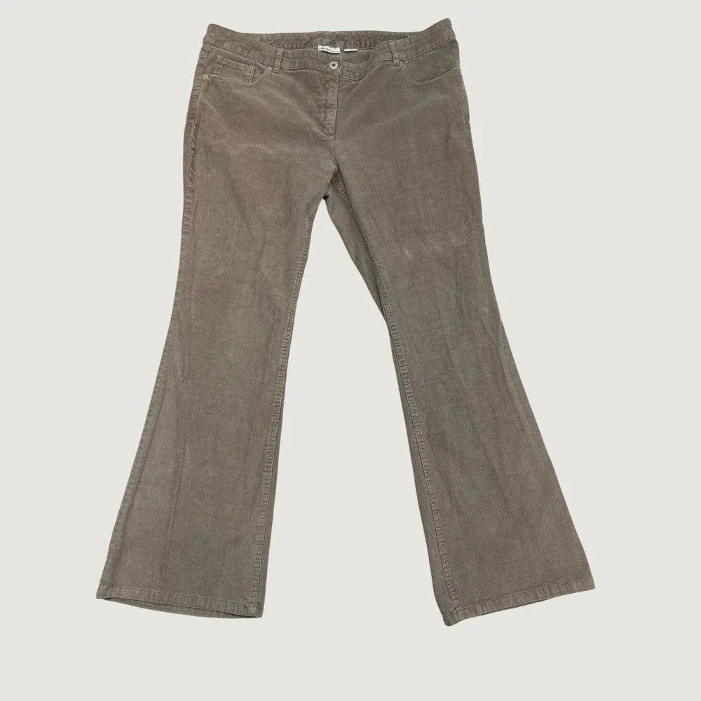 Liz Claiborne Corduroy Pants Womens 16 Plus Tan Brown Bootcut Mid Rise Stretch